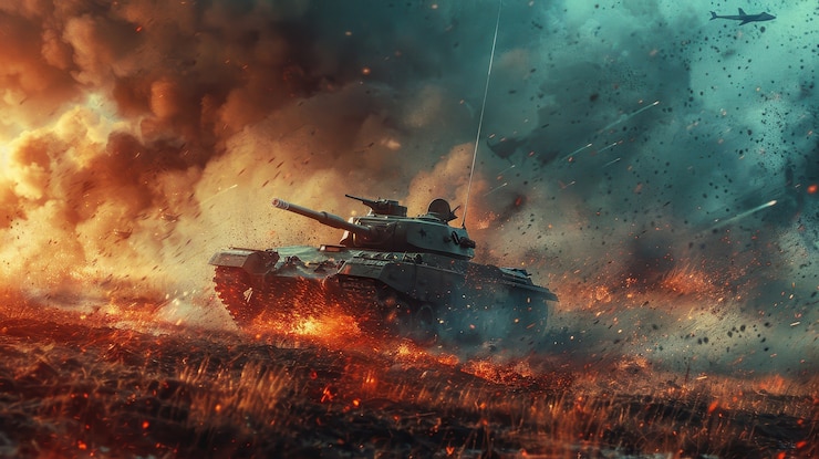 Free Photo war tank in dark style