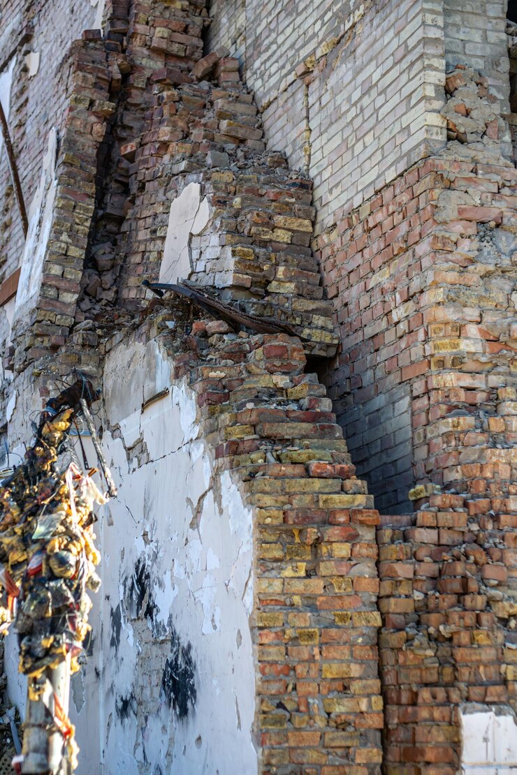 Free Photo war in ukraine stop the war ruins of a house where a rocket hit ruins