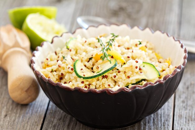 Warm quinoa salad with vegetables