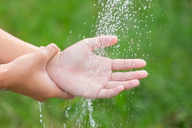 Washing hands with soap for prevent disease