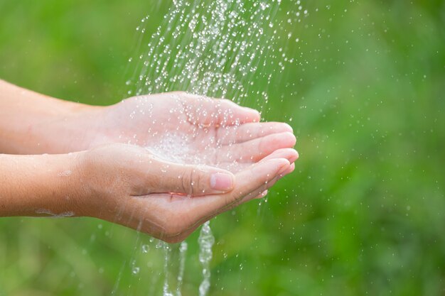 Washing hands with soap for prevent disease