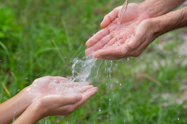 Washing hands with soap for prevent disease