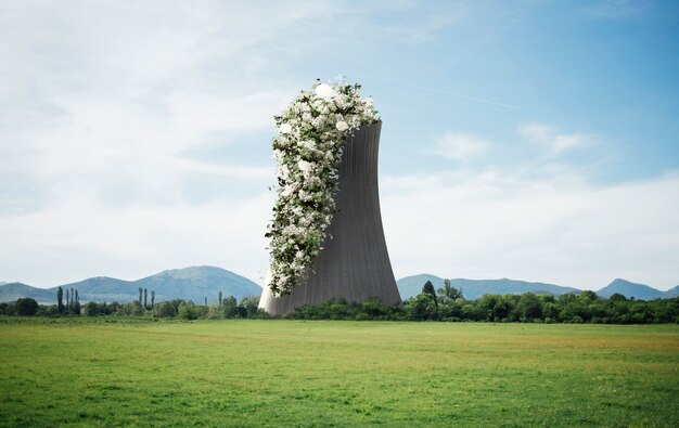 Wasteless concept with blossoming bouquet