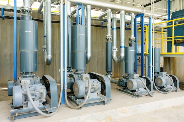 Wastewater treatment plant. a new pumping station. valves and pipes.