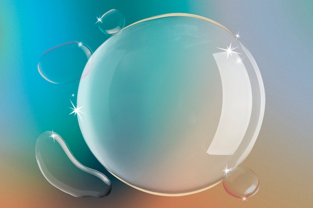 Free photo water bubble background, gradient blue and orange wallpaper