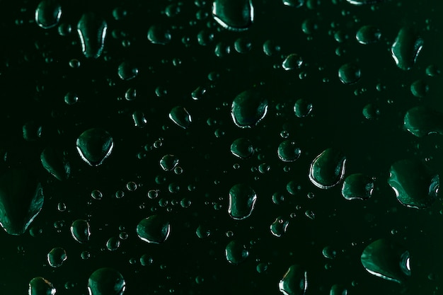 Water drops on green background