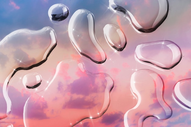 Бесплатное фото Капли воды текстуры фона, эстетический пастельный дизайн неба