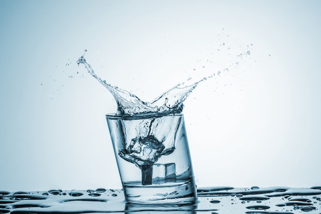 Water in glass with water splash