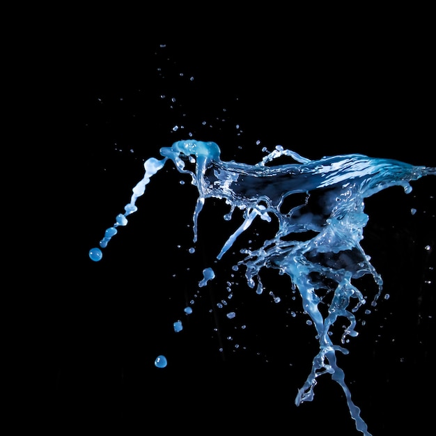 Water splash isolated on black background