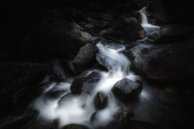 Water stream flowing on the rocks