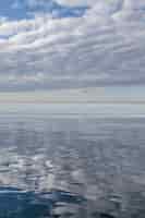 Бесплатное фото Поверхность воды, отражающая белое облачное небо