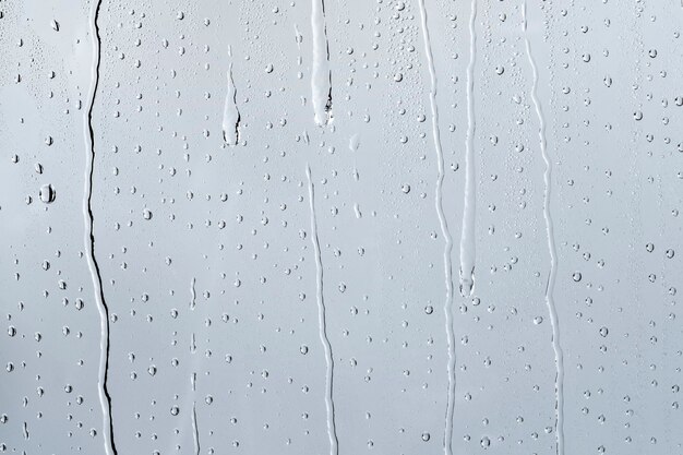 水の質感の背景、曇りの日の雨の窓