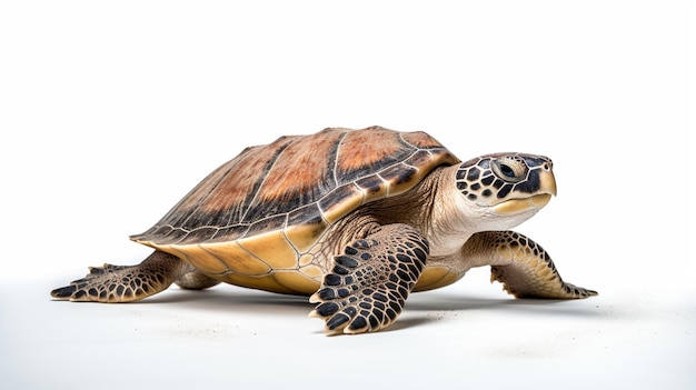 Free photo a water turtle on a white background