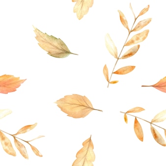 손으로 그린 가을 시즌의 아늑한 상징이 있는 수채화 가을 원활한 패턴