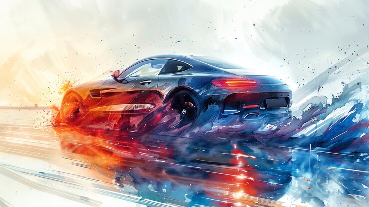 無料Photo 水彩の車の絵画のイラスト