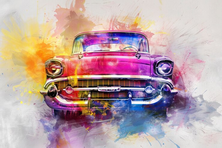 Free Photo watercolor car painting illustration