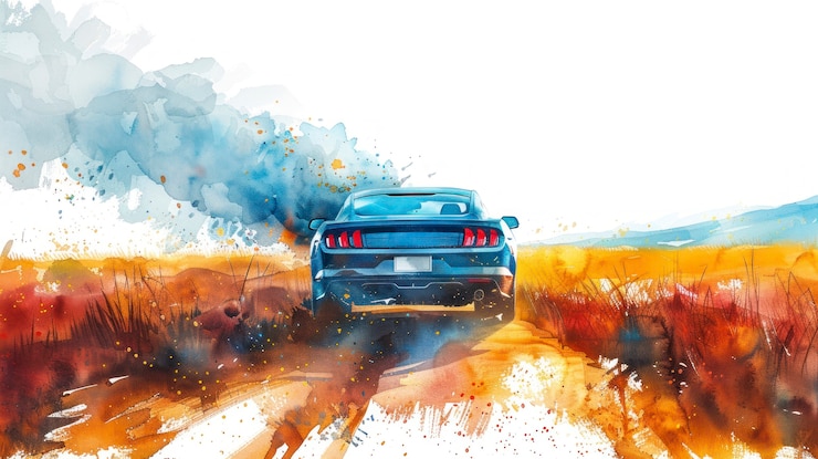 Free Photo watercolor car painting illustration