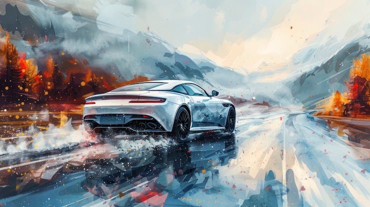 無料Photo 水彩の車の絵画のイラスト