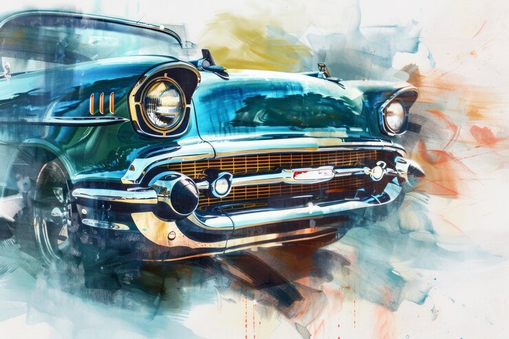 Free Photo watercolor car painting illustration