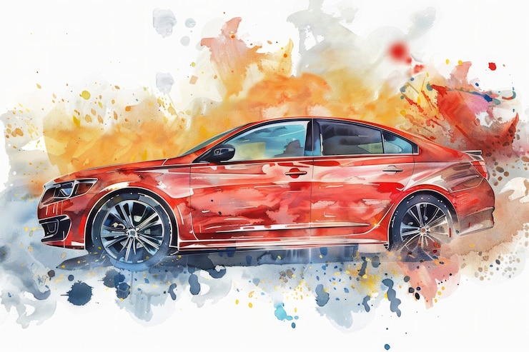 Free Photo watercolor car painting illustration
