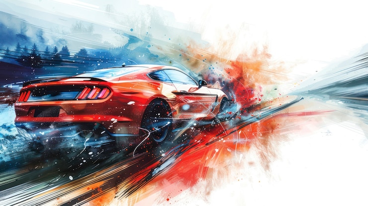 Free Photo watercolor car painting illustration