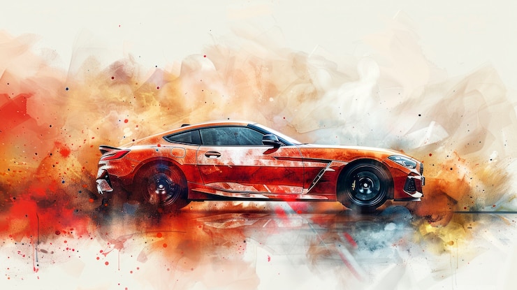 Free Photo watercolor car painting illustration