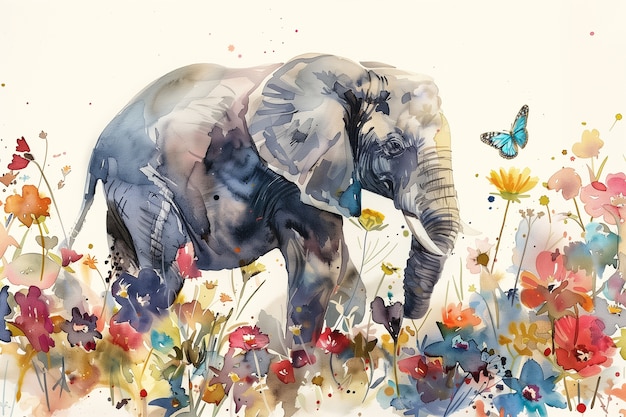 Free photo watercolor elephant illustration