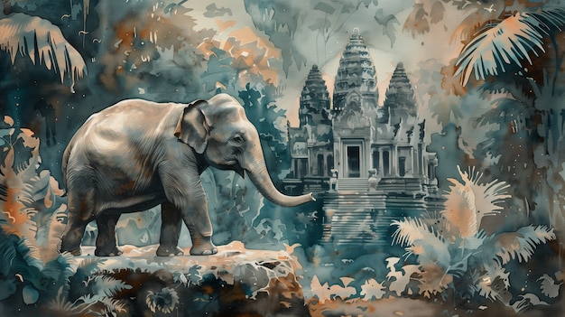 Free photo watercolor elephant illustration