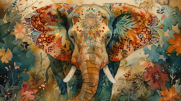 Foto gratuita illustrazione ad acquerello di un elefante