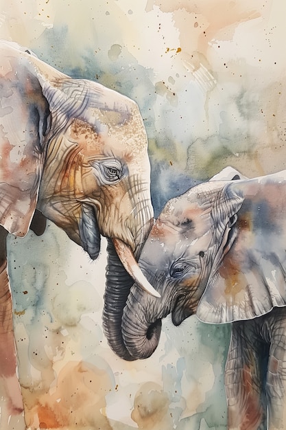 無料写真 水彩の象のイラスト