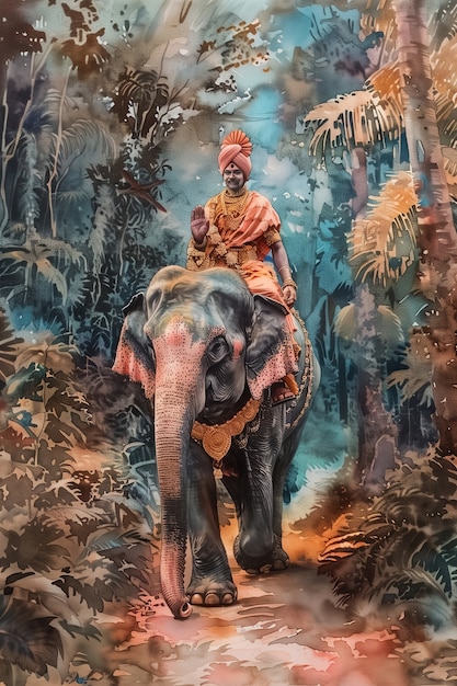 Free photo watercolor elephant illustration