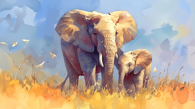 Free photo watercolor elephant illustration