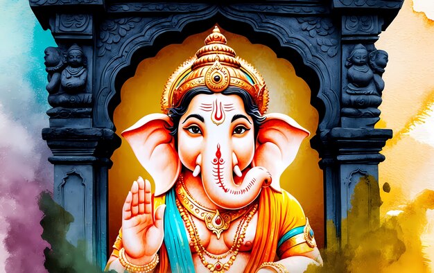 watercolor hindu deity representation