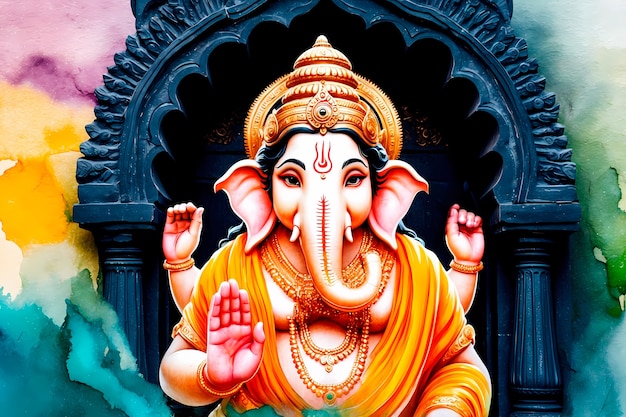watercolor hindu deity representation