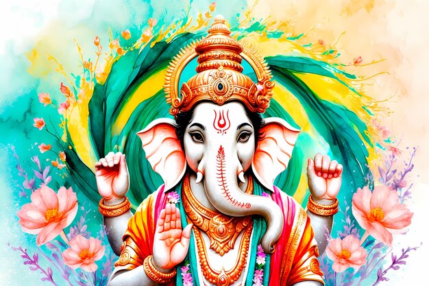 watercolor hindu deity representation