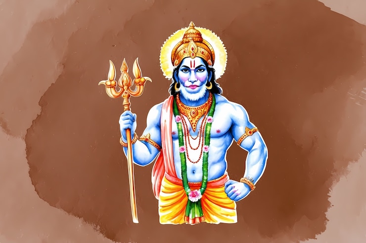 मुफ़्त फोटो वॉटरकलर हिंदू देवता का चित्रण