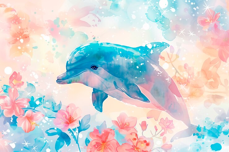 無料Photo イルカ の 水彩画
