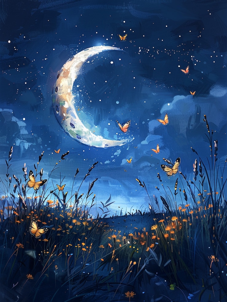 Free Photo watercolor moon illustration