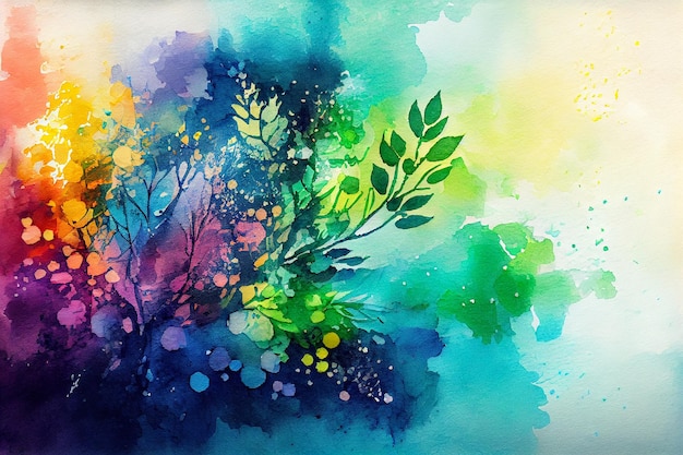 Free photo watercolor painting with multi colored abstract backgrounds generative ai