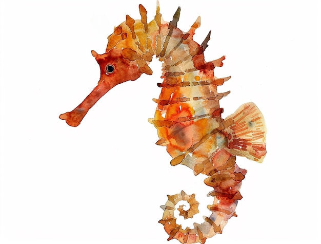 Free photo watercolor seahorse animal