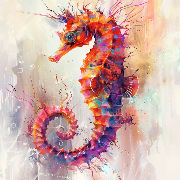 Free photo watercolor seahorse animal