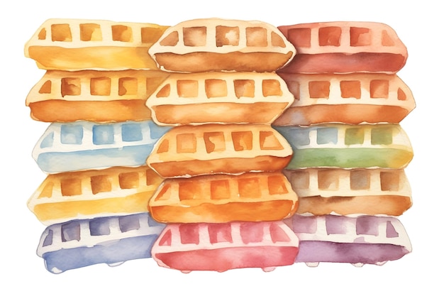 Free photo watercolor toaster waffles illustration