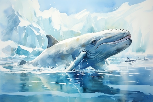 Free photo watercolor whale illustration