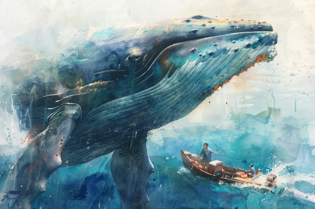 Free photo watercolor whale illustration