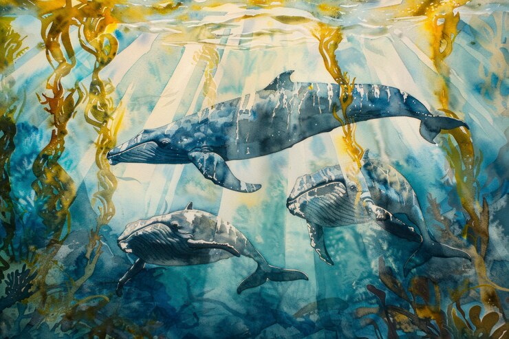 Free Photo watercolor whale illustration