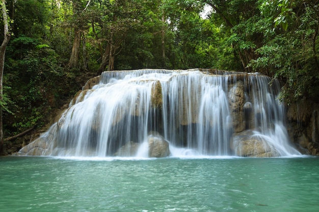 Waterfall in Erawan national park level 2 Kanchanaburi
