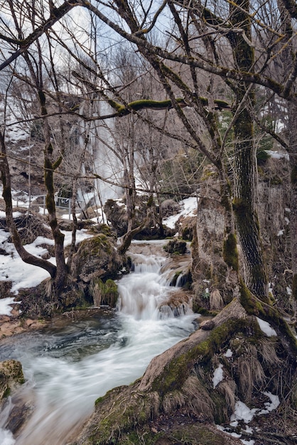 Free photo waterfall gostilje, zlatibor, serbia at winter.