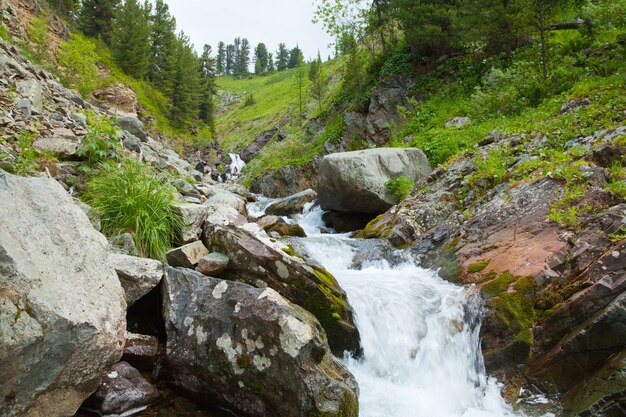 waterfall in rocky  mountains