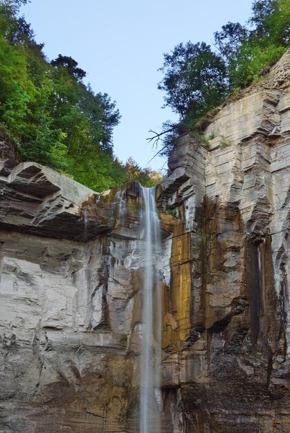 Waterfall. Taughannock Falls‎ in mountain in Watkins Glen state park in New York State