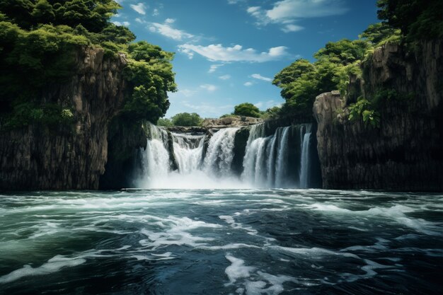 Waterfall with nature landscape